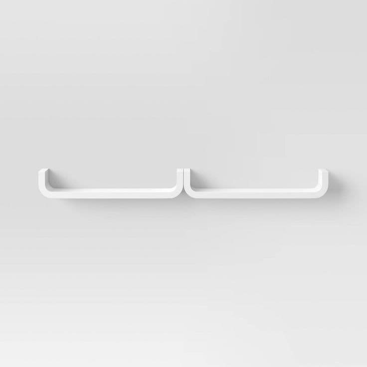 2pc Curved Wall Shelves - White - Threshold