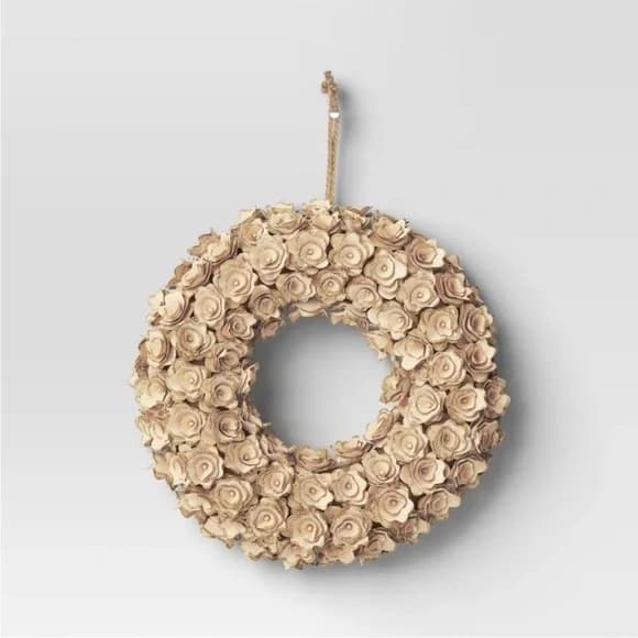 Curled Wood Wreath - Cream