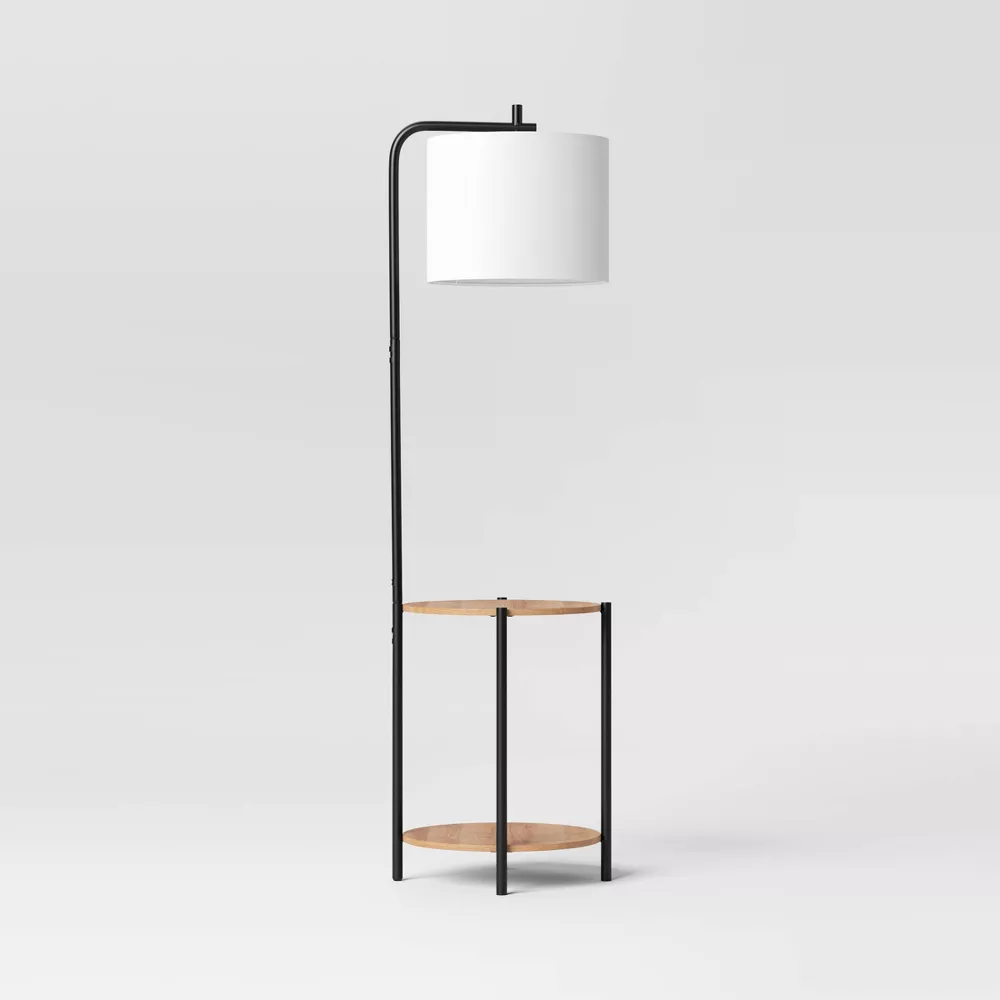 Floor Lamp with Table Natural Wood - Room Essentials