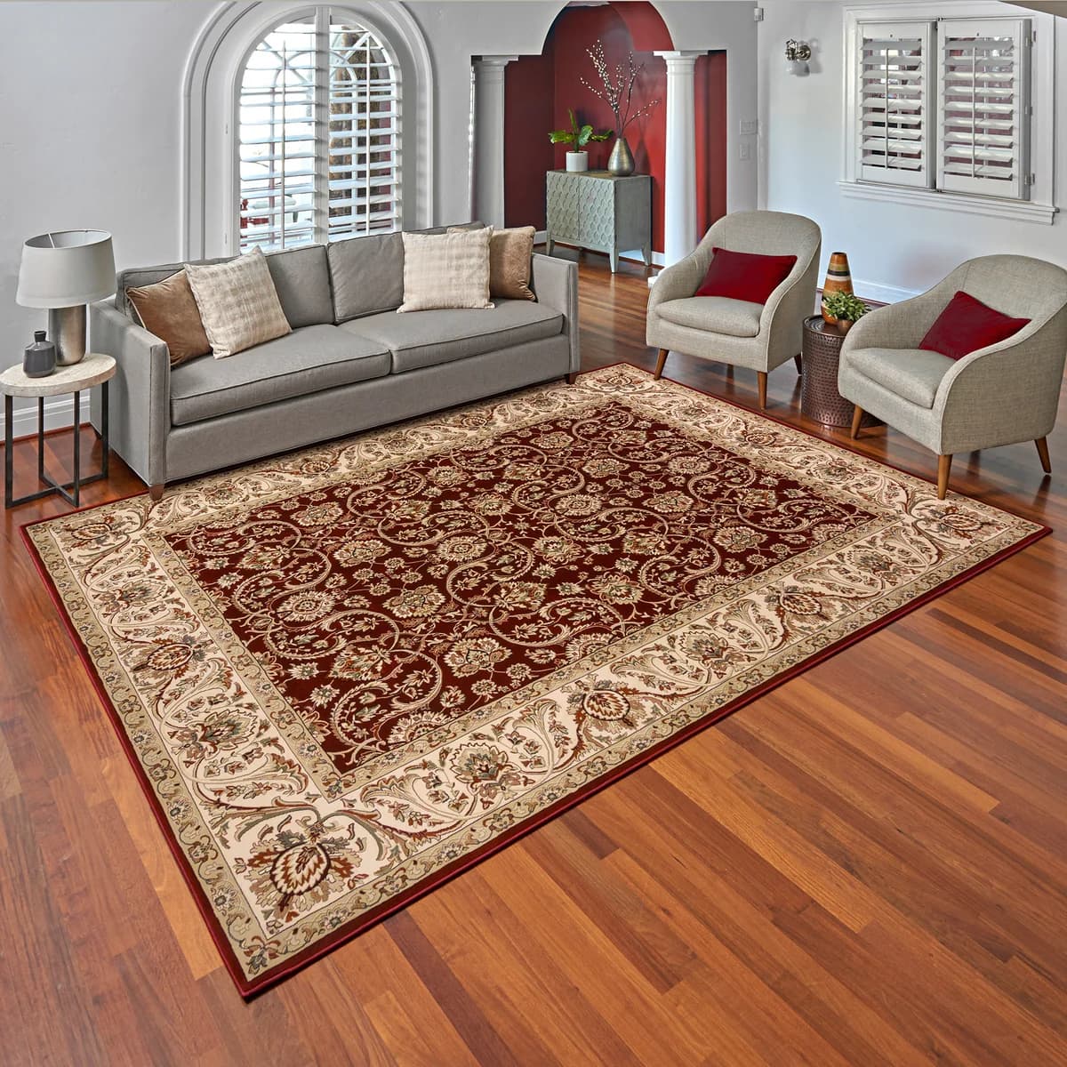 Thomasville Timeless Classic Rug Collection, Alden - Red - 6' 6" x 9' 6"