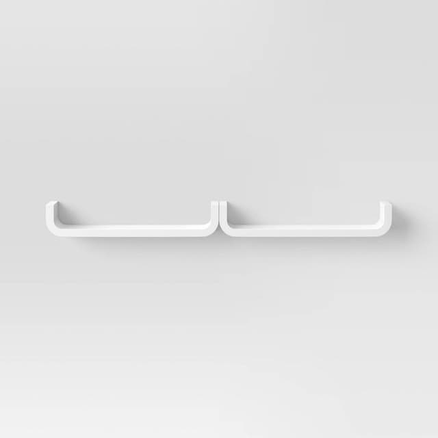 2pc Curved Wall Shelves - White - Threshold