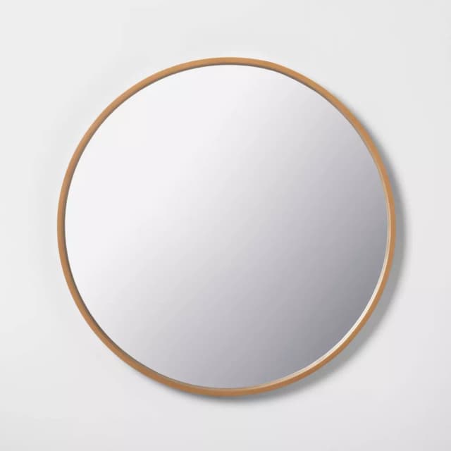 30" Round Wood Framed Wall Mirror Natural - Hearth & Hand with Magnolia