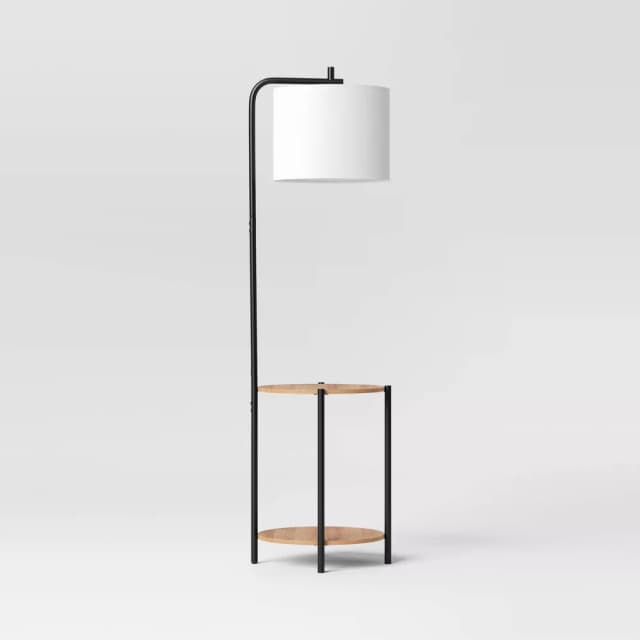 Floor Lamp with Table Natural Wood - Room Essentials